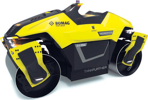 El Robomag es un rodillo compactador tándem totalmente automatizado que ha desarrollado Bomag